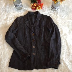 Eileen Fisher Dabbled Gray Linen Jacket Size 2